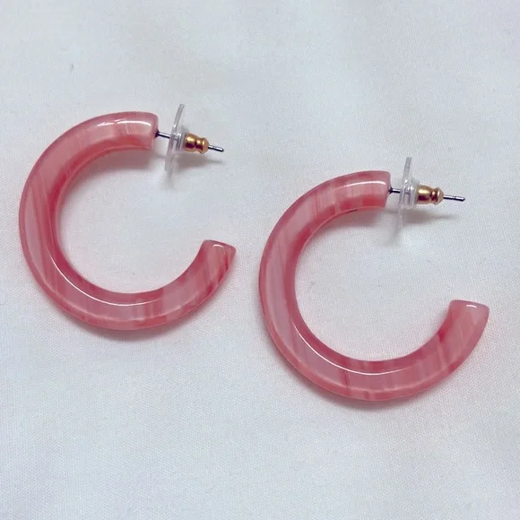 NWOT Lele Sadoughi Broadway Hoop Earrings - petal pink - Picture 3 of 4